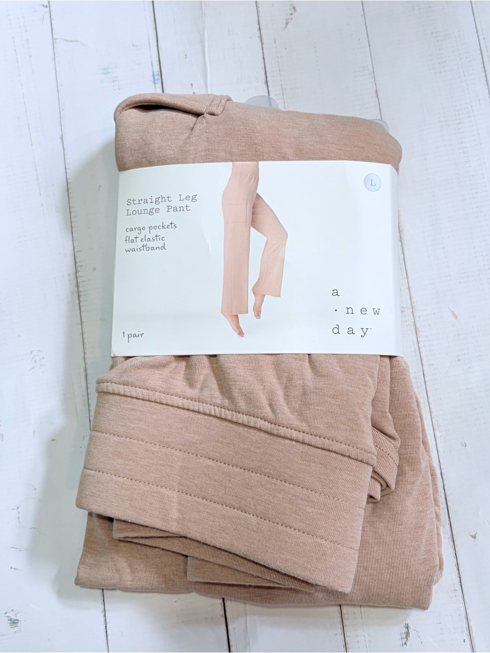 A New Day Womens Straight Leg Lounge Pant Russet Brown Cargo Pockets Large NEW